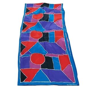 Elaine gold 100% silk geometric color block scarf